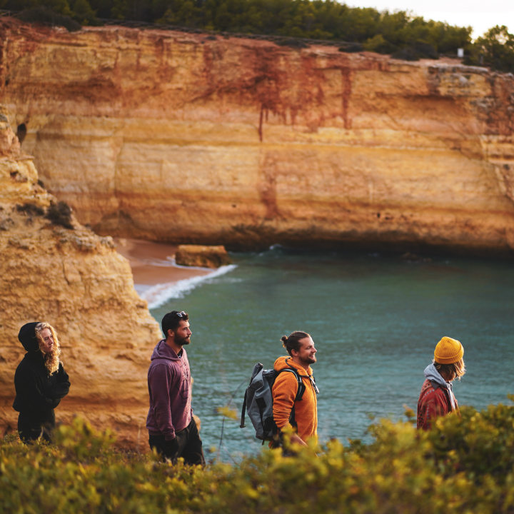 Group Walking by Cliffs